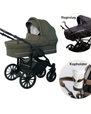 Basson Nordic Lux Barnevogn Inkl Regnslag Kopholder Dusty Olive