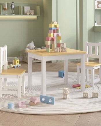 Bord Stolesæt Til Børn Dele Mdf Hvid Beige