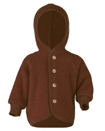 Engel Natur Baby Jakke Uldfleece Hætte Cinnamon Melange