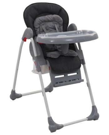 Foldbar Højstol Til Baby Grå Justerbar Med Bakke