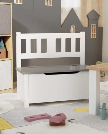 Opbevaringsbænk Til Børn 60x30x55 Mdf Hvid Beige