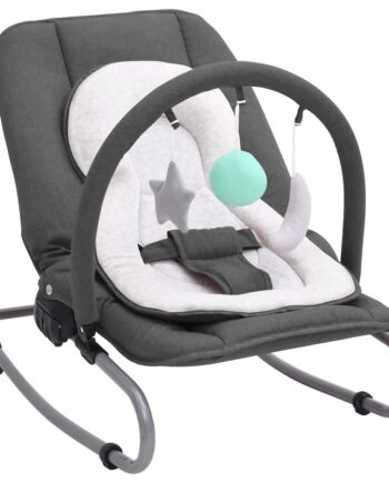 Skråstol Til Baby Stål Antracitgrå Hvid Med Legetøjsbøjle
