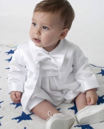 Baby Jakkesæt: Lille Jacob Hvid Dåbs Jakkesæt Eller Lille Brudesvend