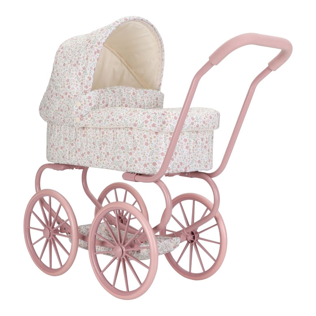Barnevogn Hvid Rosa Tur Med Dukke Little Dutch