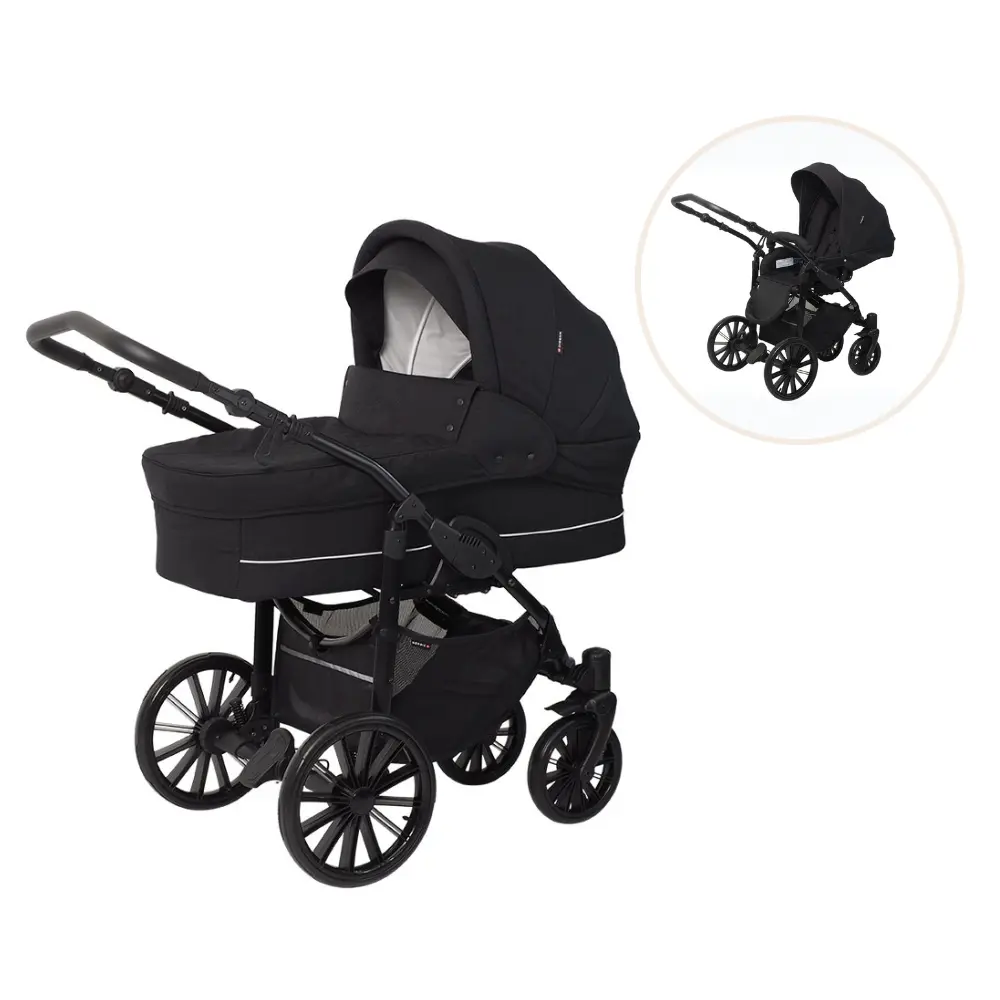Basson Nordic Lux Barnevogn Inkl Klapvognssæde Dusty Black
