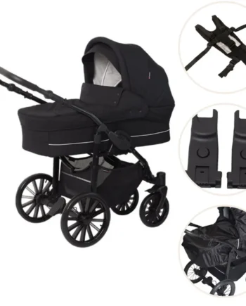Basson Nordic Lux Barnevogn Med Sele Regnslag Adapter Dusty Black
