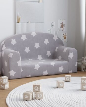 Personers Sofa Til Børn Blødt Plys Med Stjerner Lysgrå