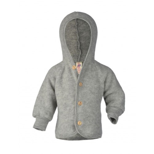 Uldjakke Med Hætte 100 Merino Uld Til Baby Light Grey Melange