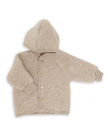 Uldjakke Med Hætte 100 Merino Uld Til Baby Sand Melange