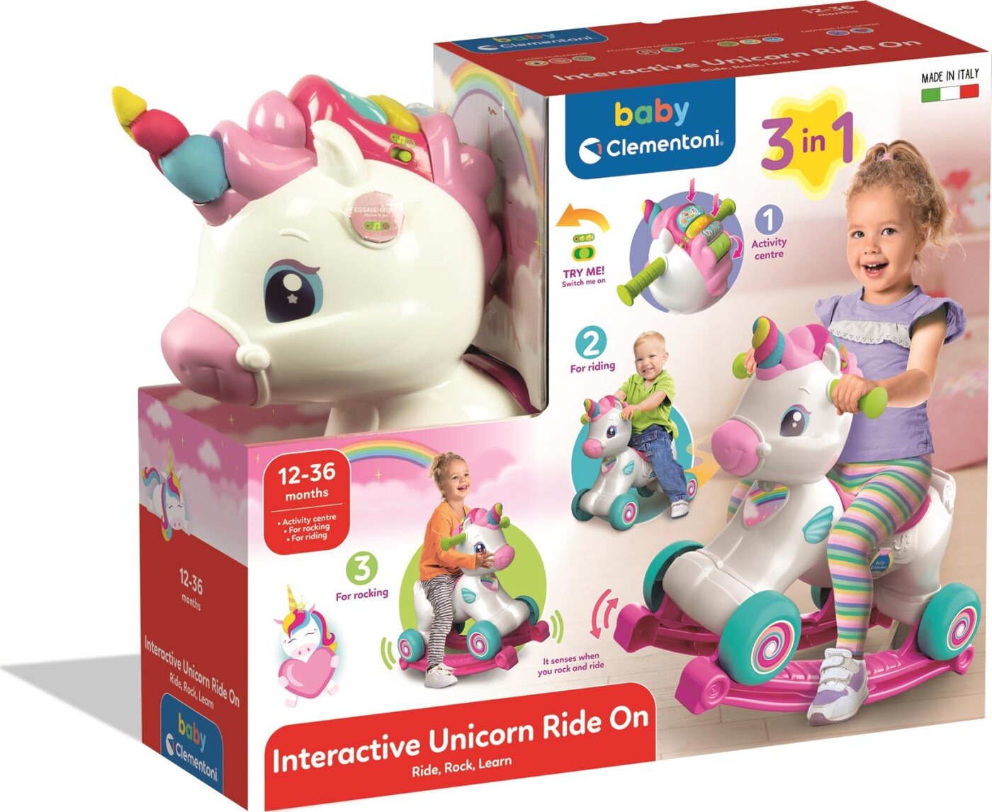 Baby Clementoni Interactive Unicorn Ride Gåbil