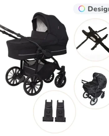 Basson Nordic Lux Barnevogn Med Sele Regnslag Adapter Dusty Black