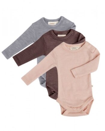 Body Med Lang ærme Rund Hals 100 økologisk Merino Uld Til Baby Pak Rose Melange