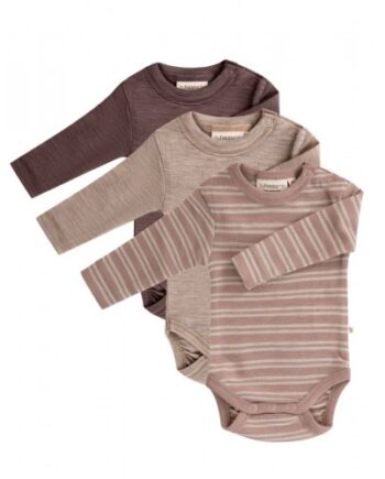 Body Med Lang ærme Rund Hals 100 økologisk Merino Uld Til Baby Pak Soft Rose Nature Melange
