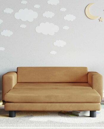 Børnesofa Med Fodskammel 100x50x30 Fløjl Brun