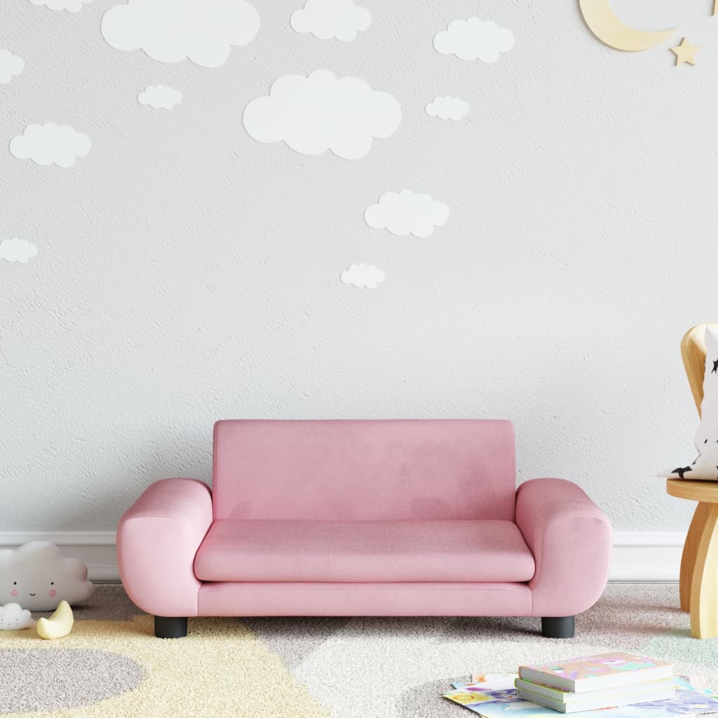 Sofa Til Børn Velour Lyserød